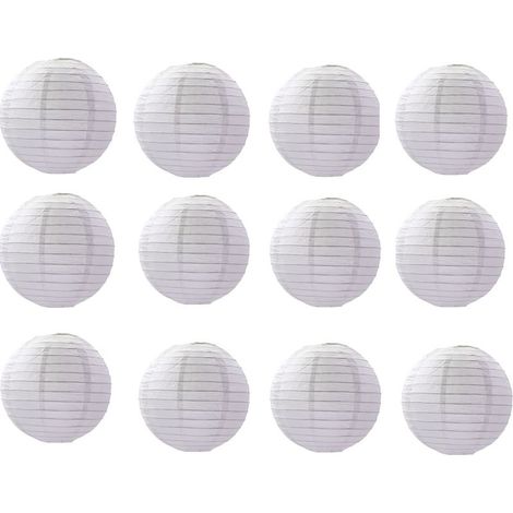 Lot de 12 Lanternes en Papier Décoratives Lanterne en Papier Blanc de 8 Pouces Abat-Jour Rond Décoratif (1/2)