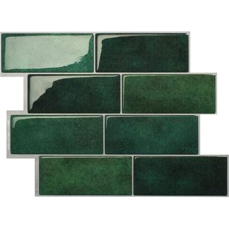 10 Carreaux Muraux 3D Effet Marbre – Stickers Auto-Adhésifs Imperméables pour Cuisine, Salon, Salle de Bain, Vert Foncé (1/5)
