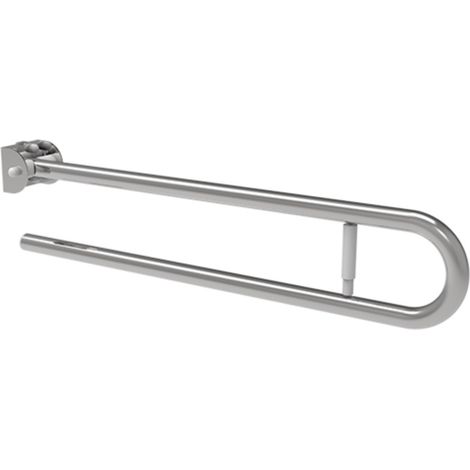 Barra maniglione ribaltabile cm 83 con porta rotolo inox bianco (1/3)