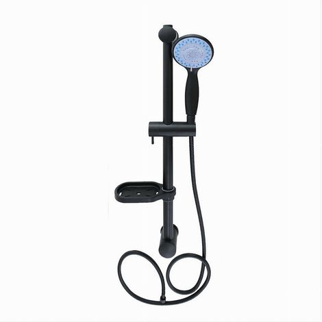 Saliscendi Colonna Doccia Nero Soffione Multigetto Mensola Porta Sapone Bagno 87494 (1/5)