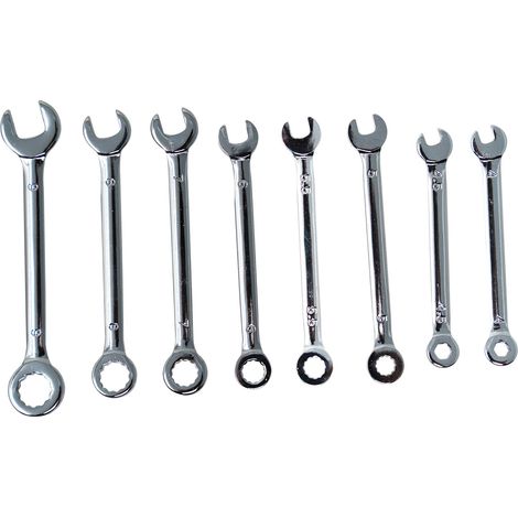 Dapetz ® Model Makers Mini Small Size Combination Spanner Wrench Drop Forged Fully Chrome Plated 4mm, 4.5mm, 5mm, 5.5mm, 6mm, 7mm, 8mm and 9mm Set 8PCS (1/5)
