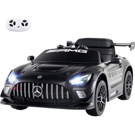 GOPLUS Voiture Electrique Enfants MercedesAMG 2,5-4,5 KM/H1 Place, Véhicules Électriques et Accessoires 12 V avec Télécommande 2,4 G, Sons, Lumières LED, Charge 25 KG, Enfants de 3 Ans+ (Noir) (1/4)