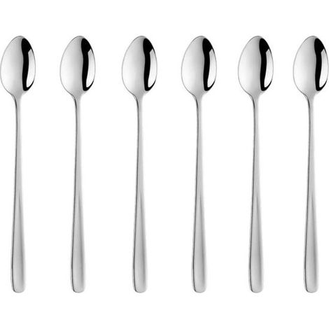 Juego de 6 cucharas largas de acero inoxidable para café, espresso y postres - Cucharas para helado de 20 cm (1/5)