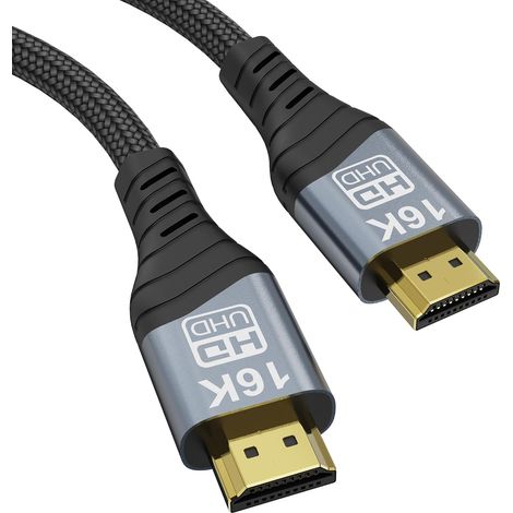 Câble HDMI 16K 10K 8K, Câble HDMI Ultra Haute Vitesse 96Gbps HDMI2.2 16K@30Hz 10K120Hz 8K@60Hz 4K@240Hz, HDCP 2.3 HDR10 eARC Compatible avec PS5/Xbox/Roku TV/PC Gaming/Blu-ray (HDMI2.2 16K Câble 2M)