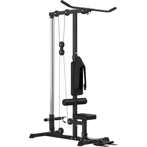 Station de musculation à poulie, tirage poitrine, machine à lat pulldown, banc d'entraînement pour développement musculaire. (1/5)
