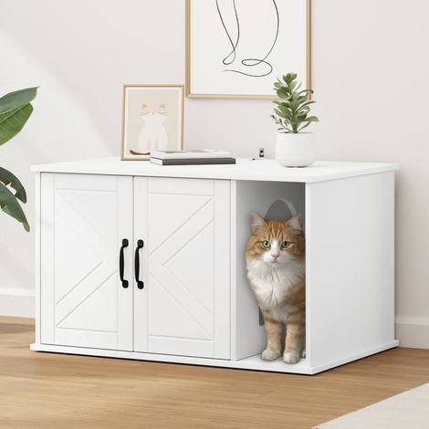 Cat House White 85 x 55 x 50.5 cm Engineered Wood vidaXL (1/5)