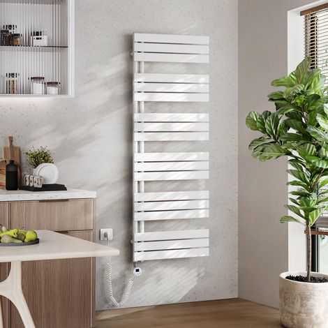 EMKE Elektrischer Badheizkörper mit WiFi 160 x 60 cm Weiß 1000 W Handtuchheizkörper, Smart Home, Flachrohr 24/7 Timer & Alexa kompatibel (1/5)