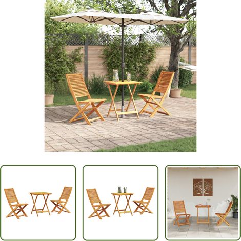 Bois d'acacia - Ensemble bistro pliant 3 pcs Marron Bois d'Acacia Massif (1/5)