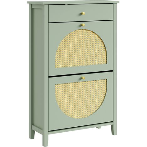 SoBuy Mobile Scarpiera Verde con Cassetto Armadietto per Scarpe con Ante in Legno Credenza con Ante in MDF per Ingresso 62×25×97 cm Portata massima 25 kg FSR223-GR (1/5)