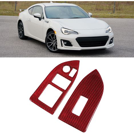 2 pièces de garniture de panneau de lève-vitre en fibre de carbone rouge, compatible avec Subaru BRZ (1/5)