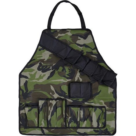 Tablier de barbecue extérieur 70x75 cm camouflage vert militaire, anti-salissures, tenue de camping jungle imperméable et résistante (1/5)