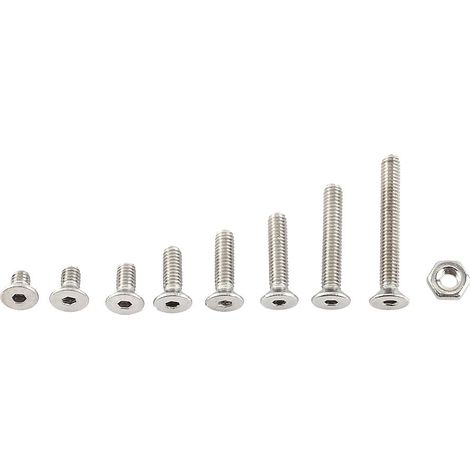 Kit de Vis Boulon Assortiment 300 pièces en Acier Inoxydable A2 avec Ecrous Douille Hexagonale Tête Fraisée Plate, M2.5 x 4/5/6/8/10/12/16/20mm Tête Plate (1/5)