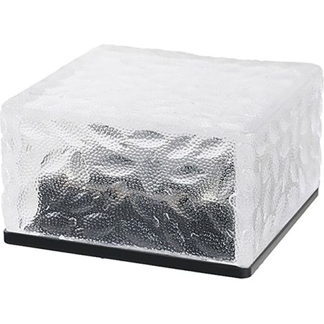 Lampada solare a forma di mattone di vetro, lampada solare decorativa a LED in ABS a risparmio energetico per giardino (luce blu)