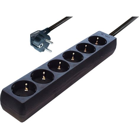 Transmedia NV4 - 5L - Multiprise (6 Prises, 5 m), Couleur Noir