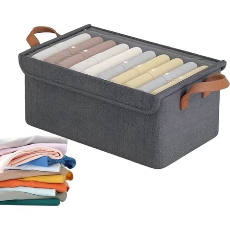 TRADE SHOP - Contenitore Portaoggetti 47x28x20cm Organizer Armadio Pieghevole Con Coperchio Maniglie - (1/5)