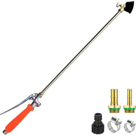 Ganzmetall Sprühlanze 67cm - Messing 6,35mm & 9,5mm Anschlüsse - Mit Ersatzdüse für Gartenbewässerung - Hochdrucklanze für Reinigung & Pflanzenpflege