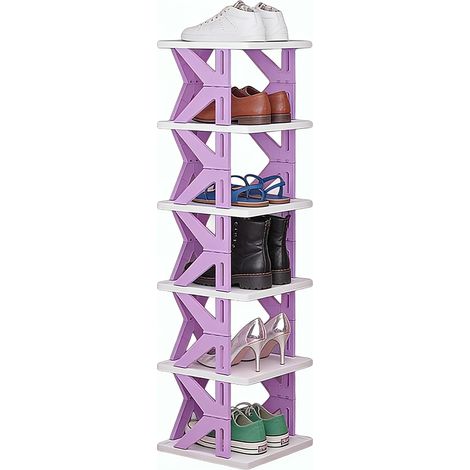 Étagère à Chaussures Pliable 6 Niveaux, Organiseur de Chaussures sans Montage, Meuble de Rangement Chaussures Gain de Place, Porte-Chaussures Portable pour Entrée, Chambre et Dressing (1/5)