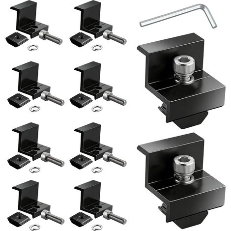 10 Pièces Support De Panneau Solaire, Fixation pour Panneaux Solaires 30 mm avec Vis et Écrous, Aluminium Supports en Z Pince de Bordure pour Camping Car en Toit Plat (10,30mm) (1/5)