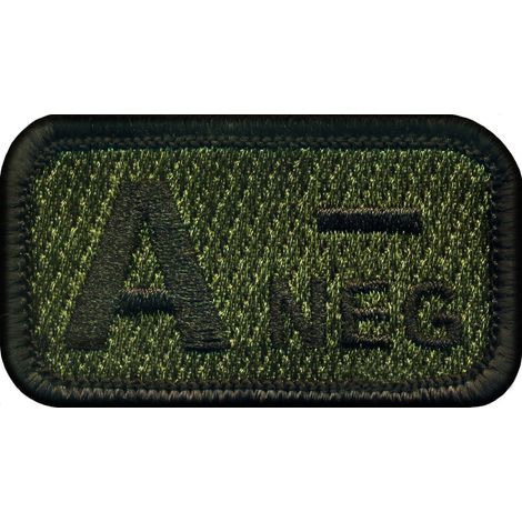 Patchion Blutgruppe A „neg“ olivgrün – Magnetische Rückseite – Gestickter Aufnäher/Abzeichen/Emblem