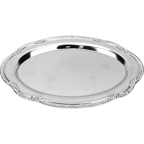 Plateau à dessert gravé, assiette de service de Style cour Vintage, en métal décoratif pour fête, mariage, thé de l'après-midi, collations, présentoir de fruits, petit (1/5)