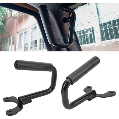 Ein Paar schwarze Front-Haltegriffe passend für Jeep Wrangler TJ 1997-2006 (Übergewicht). (1/5)