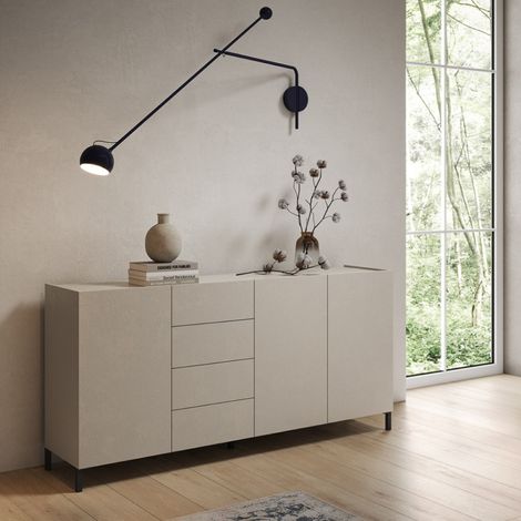 Madia in legno 174 cm con 3 ante e 4 cassetti Grigio HARAS (1/4)