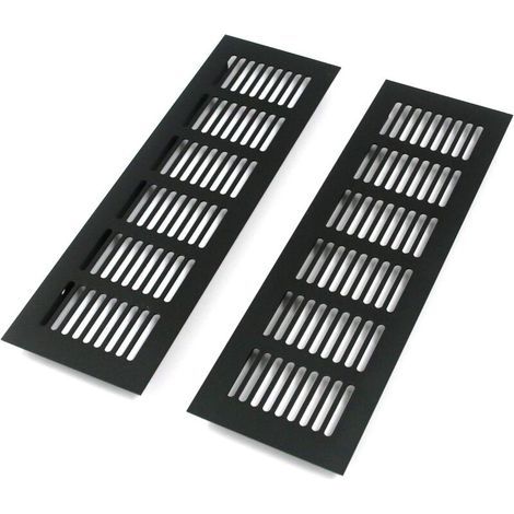 Pair Grille Aération Aluminium 2 Pièces Grille d'Aeration Grille de Ventilation Rectangulaire Grille d'Aeration en Alliage Grille Daération Extérieure pour la Ventilation Noir 250 X 80mm