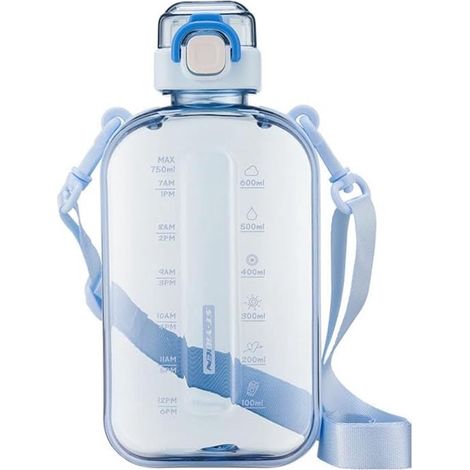 Bottiglia d'acqua piatta da 750 ml, blu (1/5)