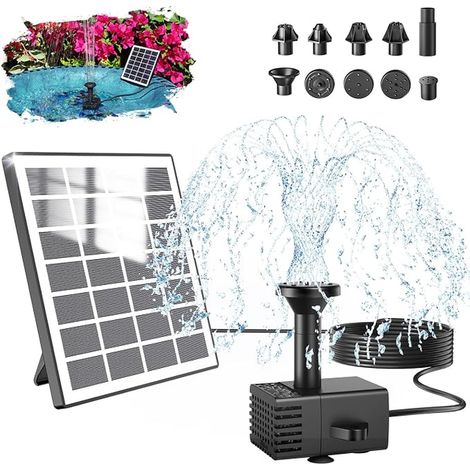 Solar Fountain Pump, Outdoor Garden Fountain with 9.84ft Wire, Solar Floating Outdoor Fountain Pump Solar Pond with 10 Nozzles for Bird Bath, Pond, Pool, Patio (1/3)