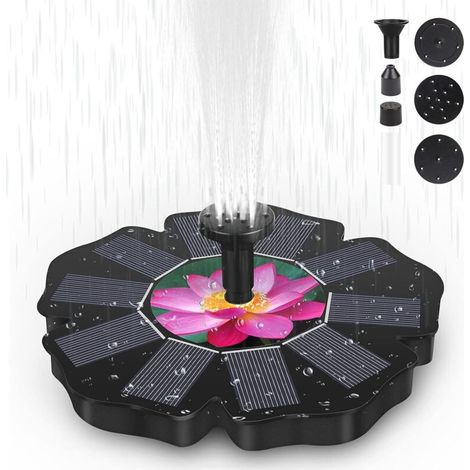 Fontaine Solaire Pompe,1.6 W Pompe à Eau Solaire, Exterieur Pompe de Bassin Solaire Fontaine d'oiseaux Pompe Flottante pour Piscine, Jardin, Réservoir de Poissons, Aquarium