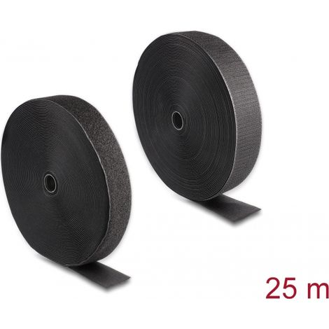 Delock Cinta de gancho y bucle de alta resistencia LA 25 m x AN 50 mm negra