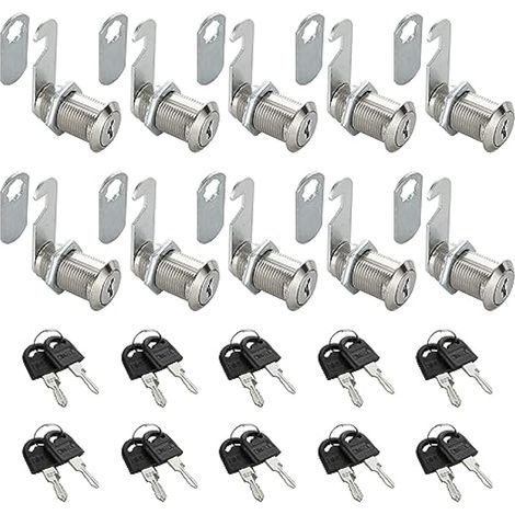 Lot de 10 Serrures Boîte aux Lettres 30mm Serrure Armoire Metallique, Barillet Boite aux Lettres en Alliage de Zinc avec 20 Clés pour Tiroir, Armoire, Placard, Boîte aux Lettres (1/5)