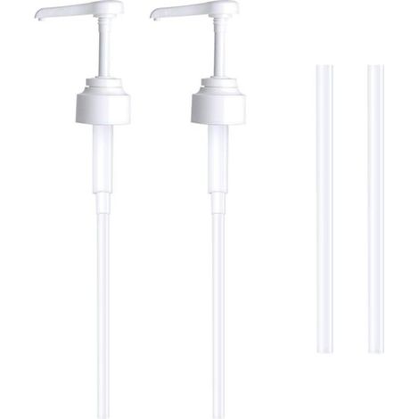 Lot de 2 Pompe doseuse bidon 5 litres Bouteille Pompe Vide(Blanc), réutilisables Flacon Pompe Vide Plastique Remplacement de 38 cm pour contenants d'assaisonnement de Liquide de Salle de Bain (1/4)