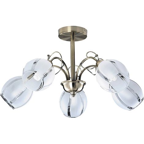 Plafonnier classique E27 5 lumières brun Rabalux Joel 66 cm (1/4)