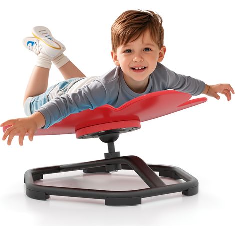 Sedia girevole a 360° con aspetto fiore e base in metallo antiscivolo, Sedia sensoriale per bambini e l'equilibrio Rosso (1/5)