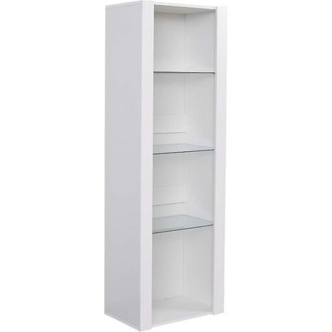 Vitrinenschrank mit 3 Glasböden und LED-RGB-Beleuchtung, 55x35x166 cm, Weiß (1/5)