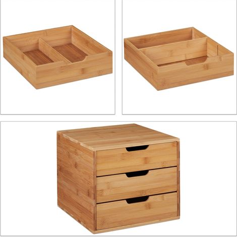 Organizer da scrivania a 3 cassetti ampio spazio di archiviazione pratico 30 x 25 x 20 cm in bambù naturale 130009281