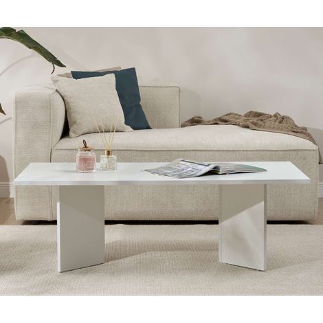 Rechteckiger Couchtisch aus weißem Melamin Sabin 119x60 cm