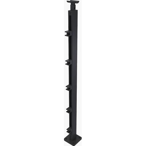 Kit Rallonge 1 Poteau Quadrum Aluminium Pour Garde Corps Longueur Noir Brillant 100 Cm (1/3)