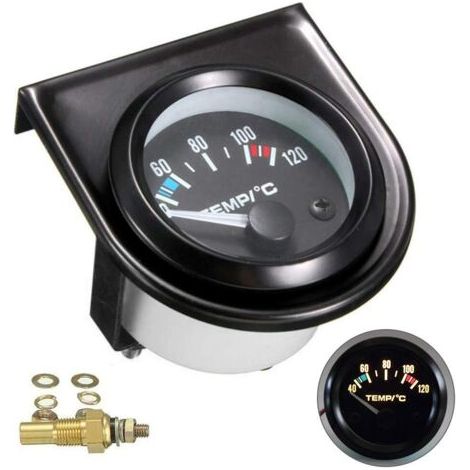 LaBlanc - Kit de jauge de température de l'eau pour voiture Noir LED Universel Manomètre de température de l'eau de voiture Cadrans de 101,6 à 120°(Diamètre 52mm) (1/5)