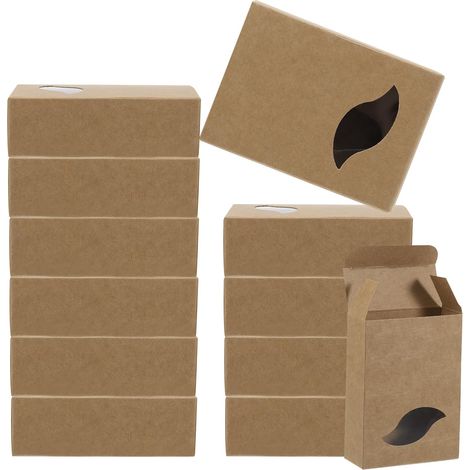 4"x3"x1" Boîte en Papier avec Fenêtre, 30 Paquet Fait Maison Savon Boîtes Feuille Cadeaux Emballage Boîtes pour Anniversaire Noël DIY Artisanat, Marron (1/5)