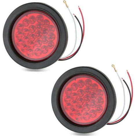 Feu arrière de remorque rond de 4 pouces, haute luminosité, rouge, 24 LED, feu de freinage étanche, adapté aux camions lourds, bateaux et fourgonnettes (1/5)