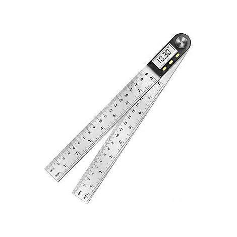 Digitaler Winkelmesser, Winkelmessung 0-360°, Winkelmesser aus Edelstahl mit LCD-Anzeige, Edelstahl-Lineal für Holzbearbeitung, Hausaufgaben,
