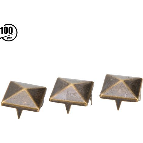 100 pièces Clous Pyramidaux Métal 4 Griffes pour Bijoux Vêtements Chaussures Sacs à Main Bronze 12mm (1/5)