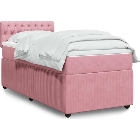 Boxspringbett mit Matratze Rosa 100x200 cm Samt