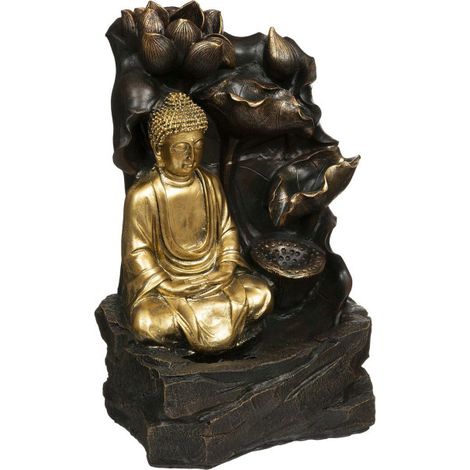 Fontaine & Bouddha Déco "Kalyani" 39cm Noir & Or (1/4)