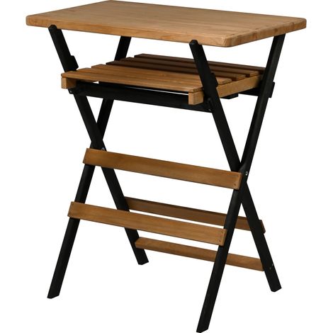 Table de Barbecue Universelle Pliante - en Bois - Résistante aux intempéries - avec Fonction Multiple - 70 x 44 x 81 cm - Noir/Marron