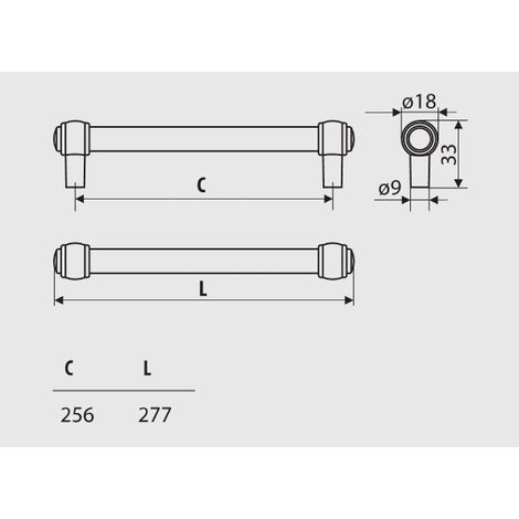 Garde-corps RE23, laiton patiné antique, 256 mm (1/4)
