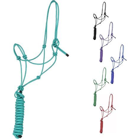 Pferdehalfter, Polyesterseil mit 4 Knoten, 3 m Führstrick, Reitausrüstung (1/5)