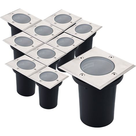 Lot de 10 Spots Encastrables IP67 CANYON Carré de sol INOX 304 GU10 (1/5)